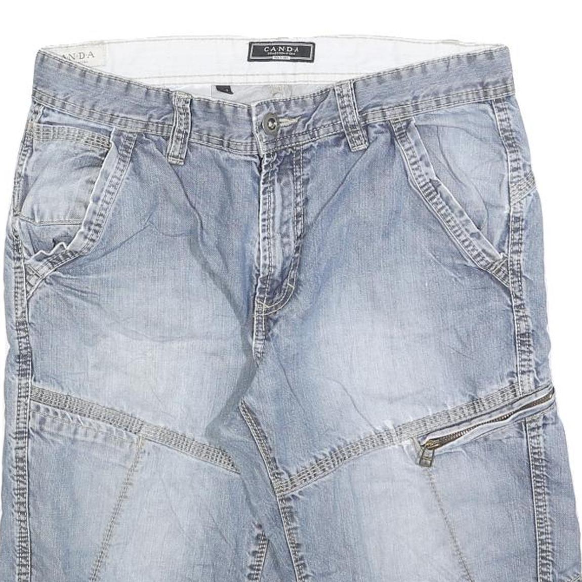 CANDA Mens Blue Denim Casual Shorts M W32 Cotton Blend Comfortable