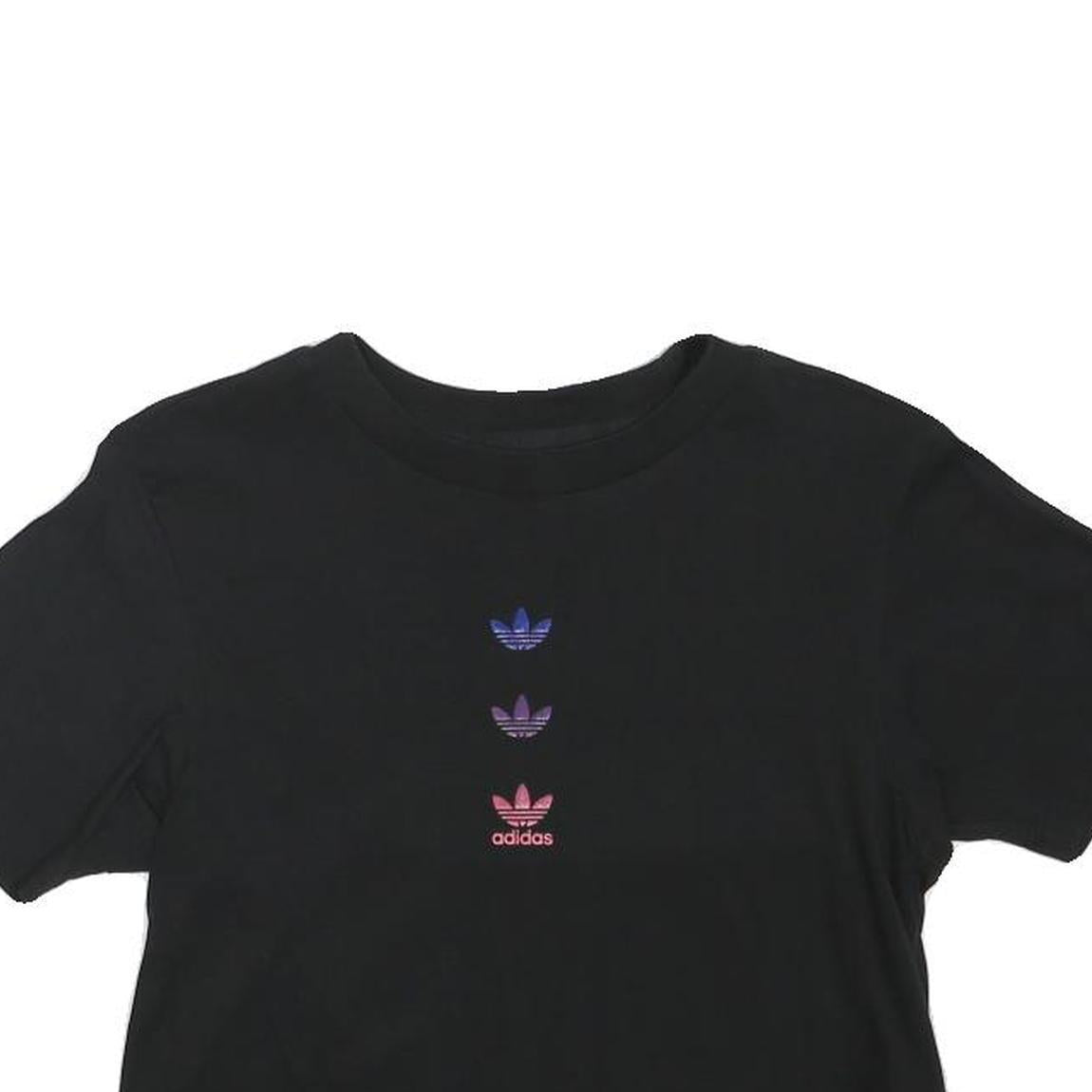 ADIDAS Womens Black Multi-Logo Modern T-Shirt UK 4 Short Sleeve Crew Neck