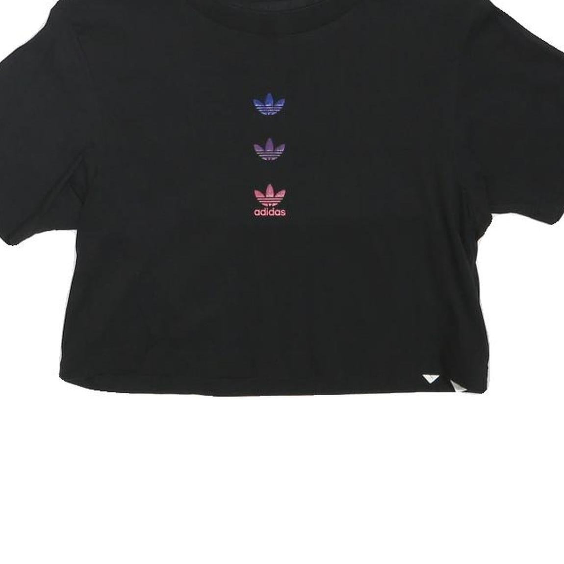 ADIDAS Womens Black Multi-Logo Modern T-Shirt UK 4 Short Sleeve Crew Neck