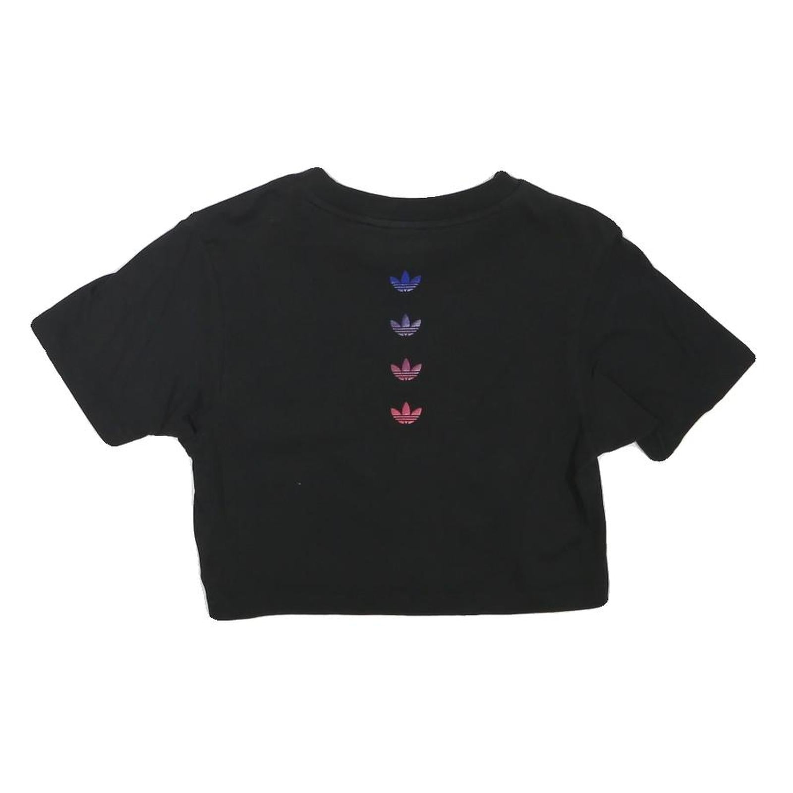ADIDAS Womens Black Multi-Logo Modern T-Shirt UK 4 Short Sleeve Crew Neck