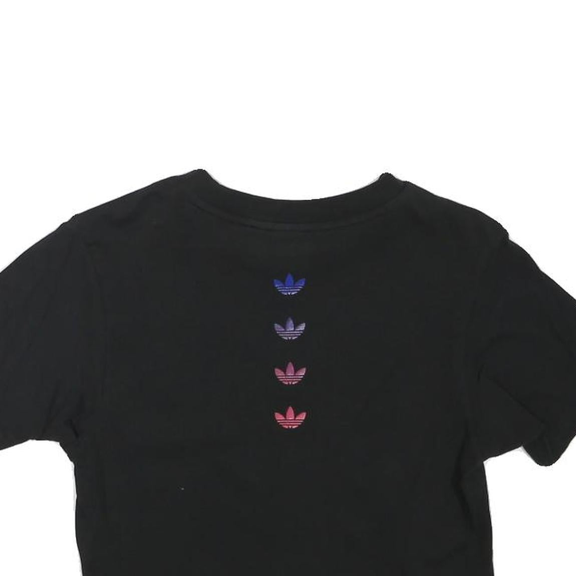 ADIDAS Womens Black Multi-Logo Modern T-Shirt UK 4 Short Sleeve Crew Neck