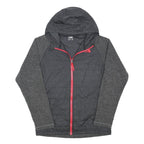 THE NORTH FACE Boys Black & Grey Hooded Quilted Jacket XL Polyester Blend Zip