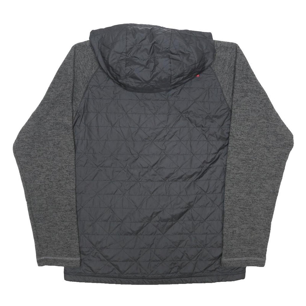 THE NORTH FACE Boys Black & Grey Hooded Quilted Jacket XL Polyester Blend Zip