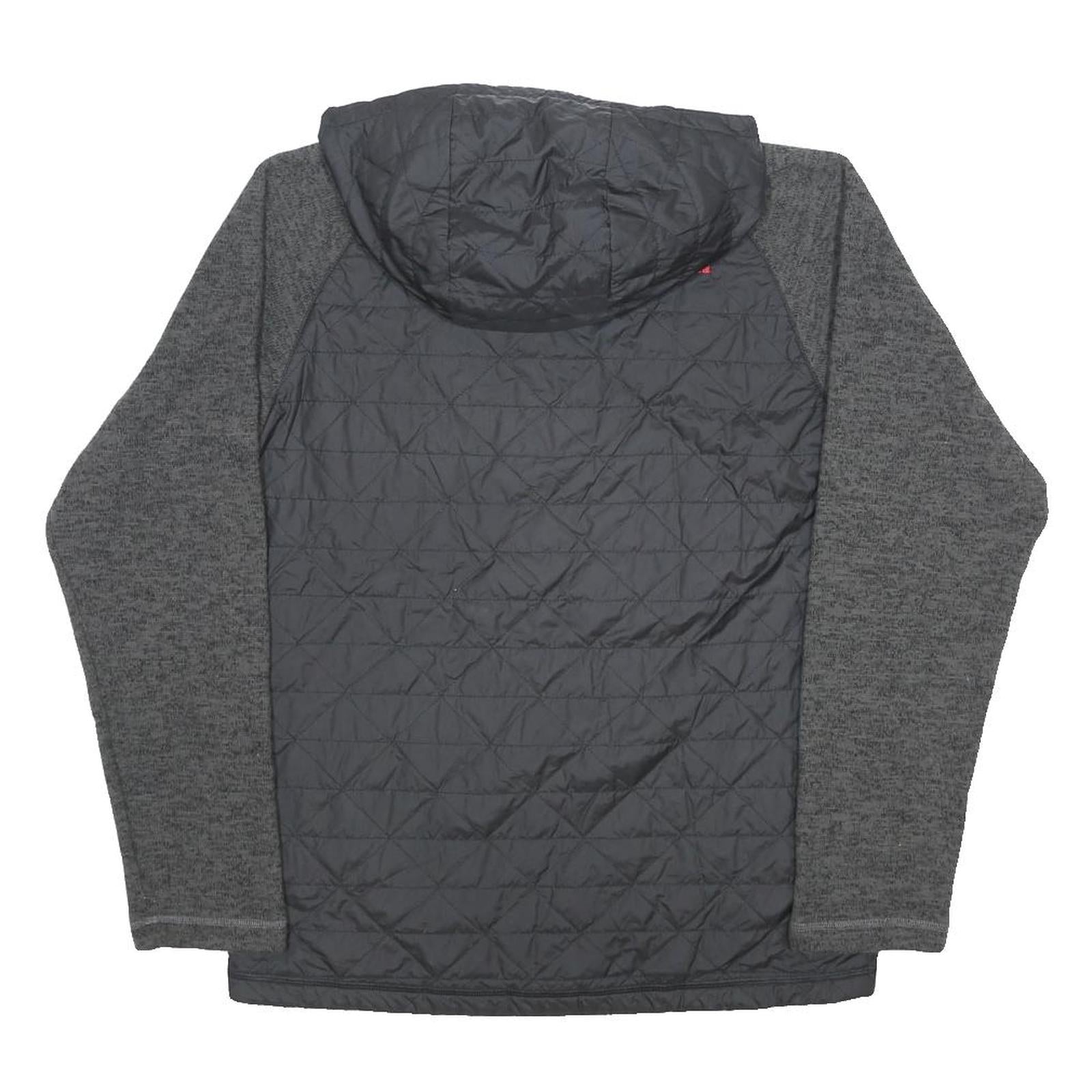 THE NORTH FACE Boys Black & Grey Hooded Quilted Jacket XL Polyester Blend Zip