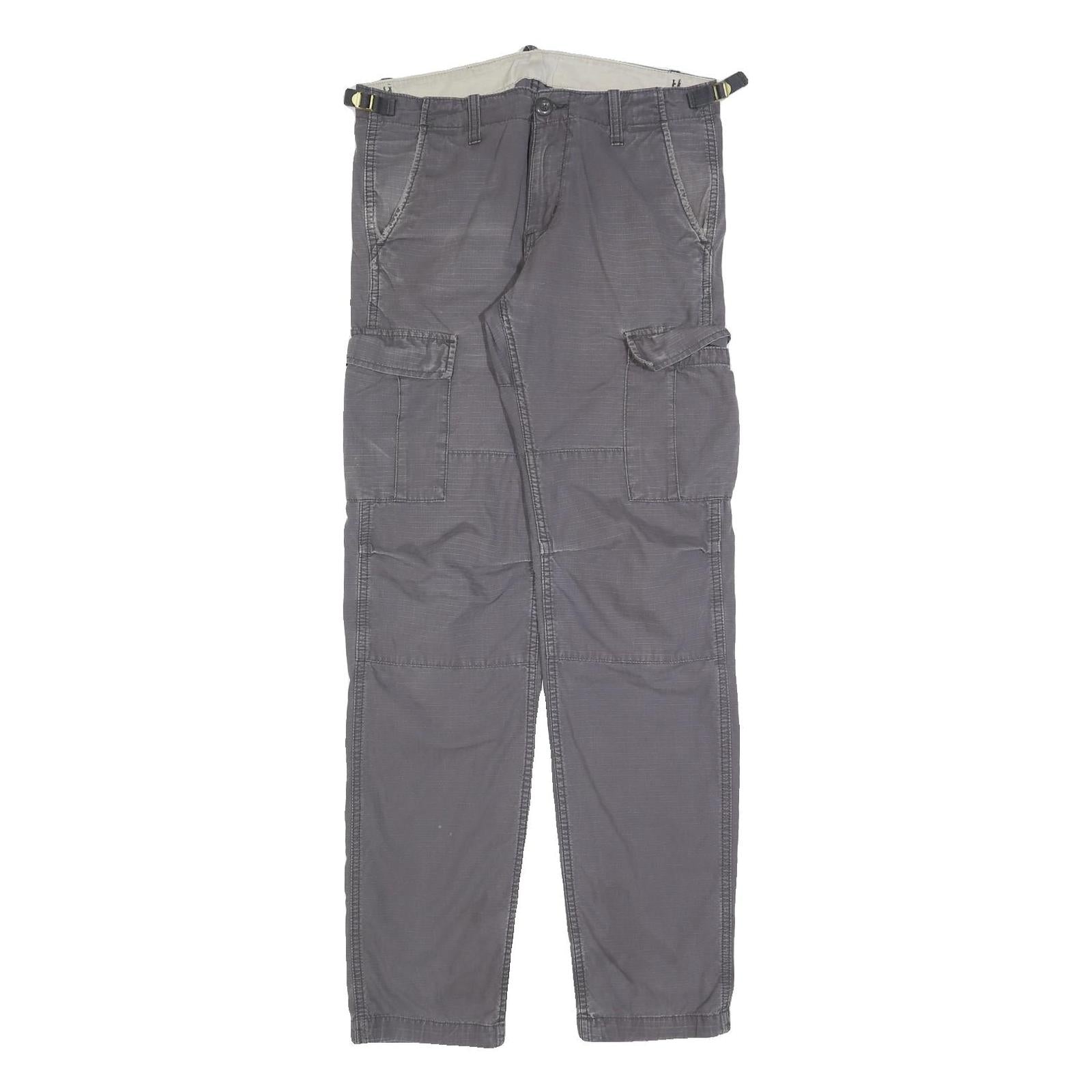 CARHARTT Mens Cotton Blend Grey Slim Cargo Trousers W29 L34 Workwear Durable
