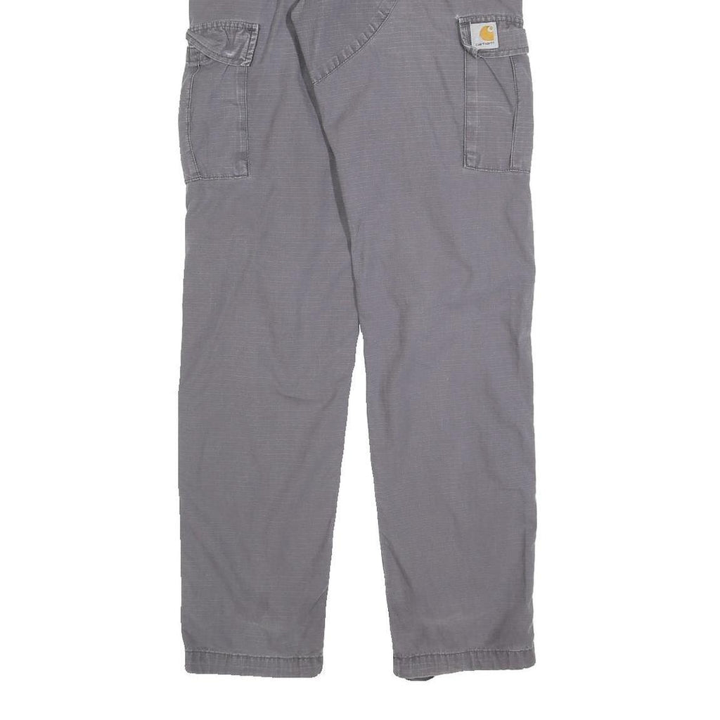 CARHARTT Mens Cotton Blend Grey Slim Cargo Trousers W29 L34 Workwear Durable