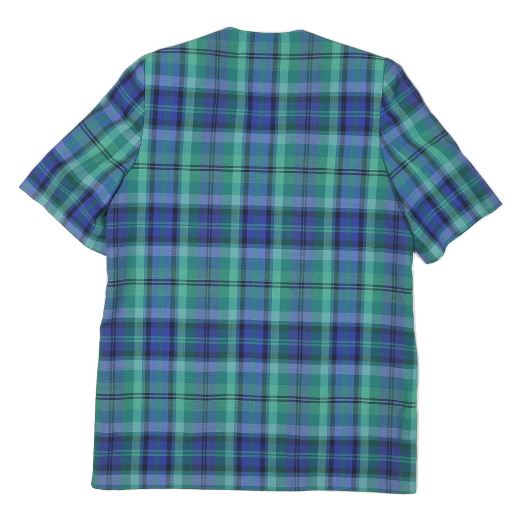 Womens Blue & Green Checked Coach Jacket L Polyester Blend Woven Short Sleeve