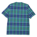 Womens Blue & Green Checked Coach Jacket L Polyester Blend Woven Short Sleeve