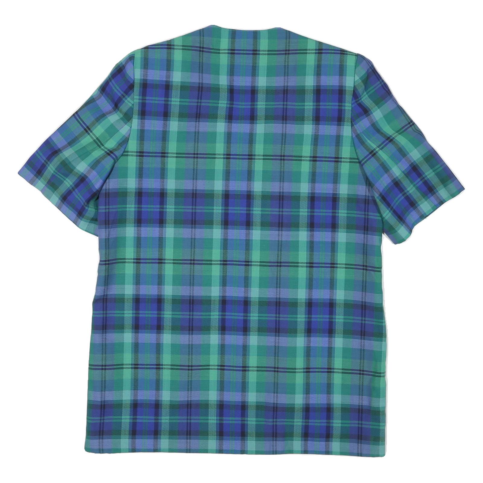 Womens Blue & Green Checked Coach Jacket L Polyester Blend Woven Short Sleeve