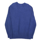 NAUTICA Mens Blue Plain V-Neck Basic Knit 2XL Cotton Blend Jumper Comfortable