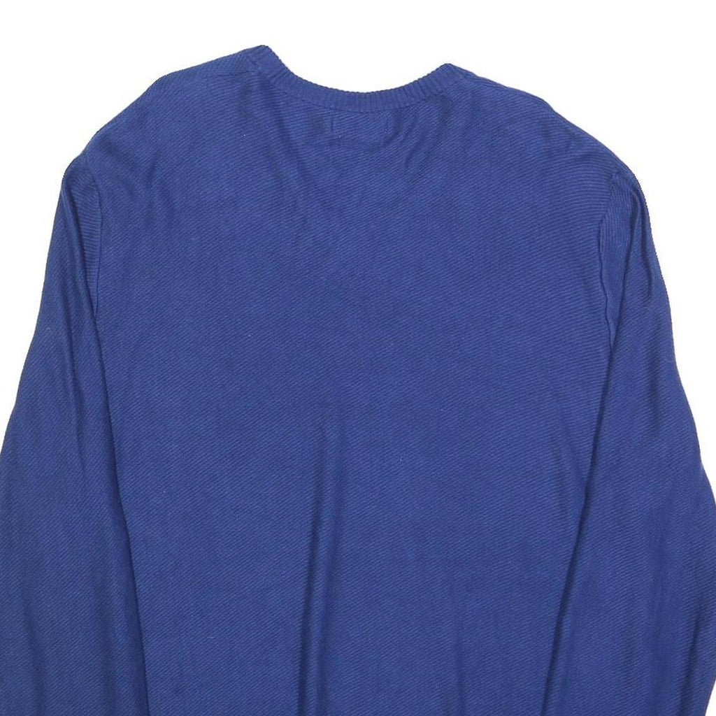 NAUTICA Mens Blue Plain V-Neck Basic Knit 2XL Cotton Blend Jumper Comfortable