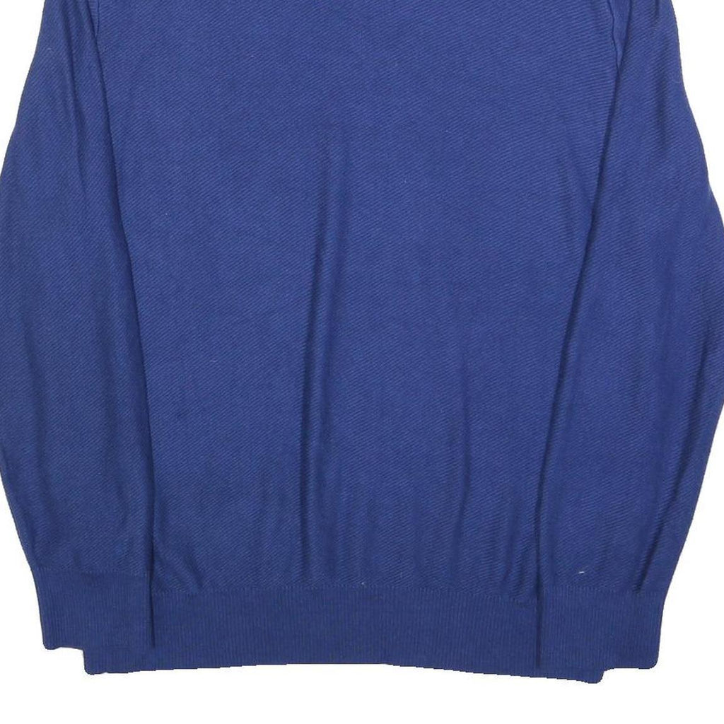 NAUTICA Mens Blue Plain V-Neck Basic Knit 2XL Cotton Blend Jumper Comfortable