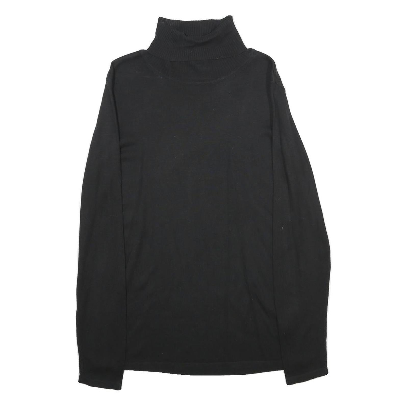 ESMARA Womens Black Plain Pullover Roll Neck Basic Knit M Cotton Blend Jumper