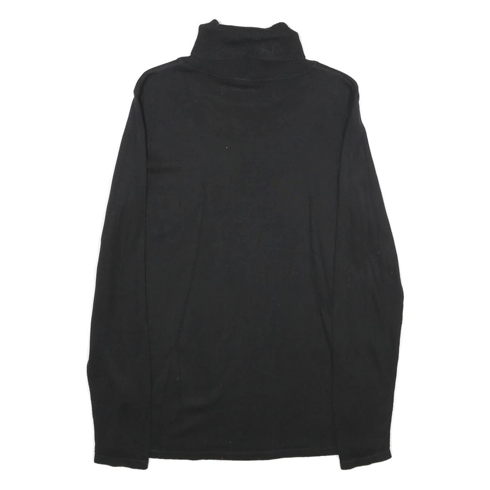 ESMARA Womens Black Plain Pullover Roll Neck Basic Knit M Cotton Blend Jumper