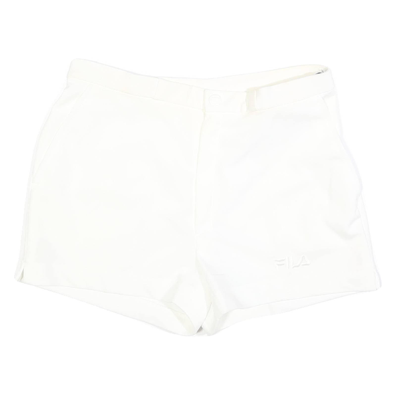 FILA Womens White Casual Shorts M W30 Polyester Plain Button Closure Side