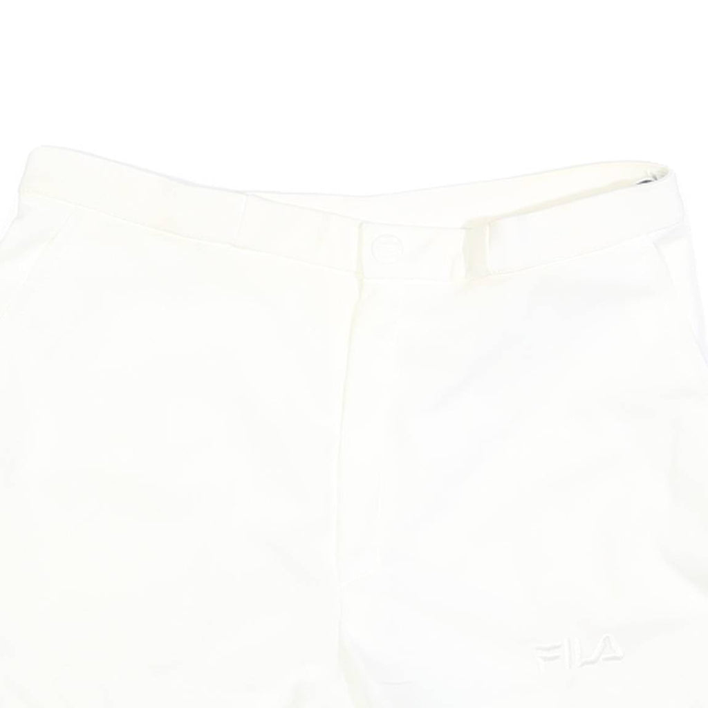 FILA Womens White Casual Shorts M W30 Polyester Plain Button Closure Side