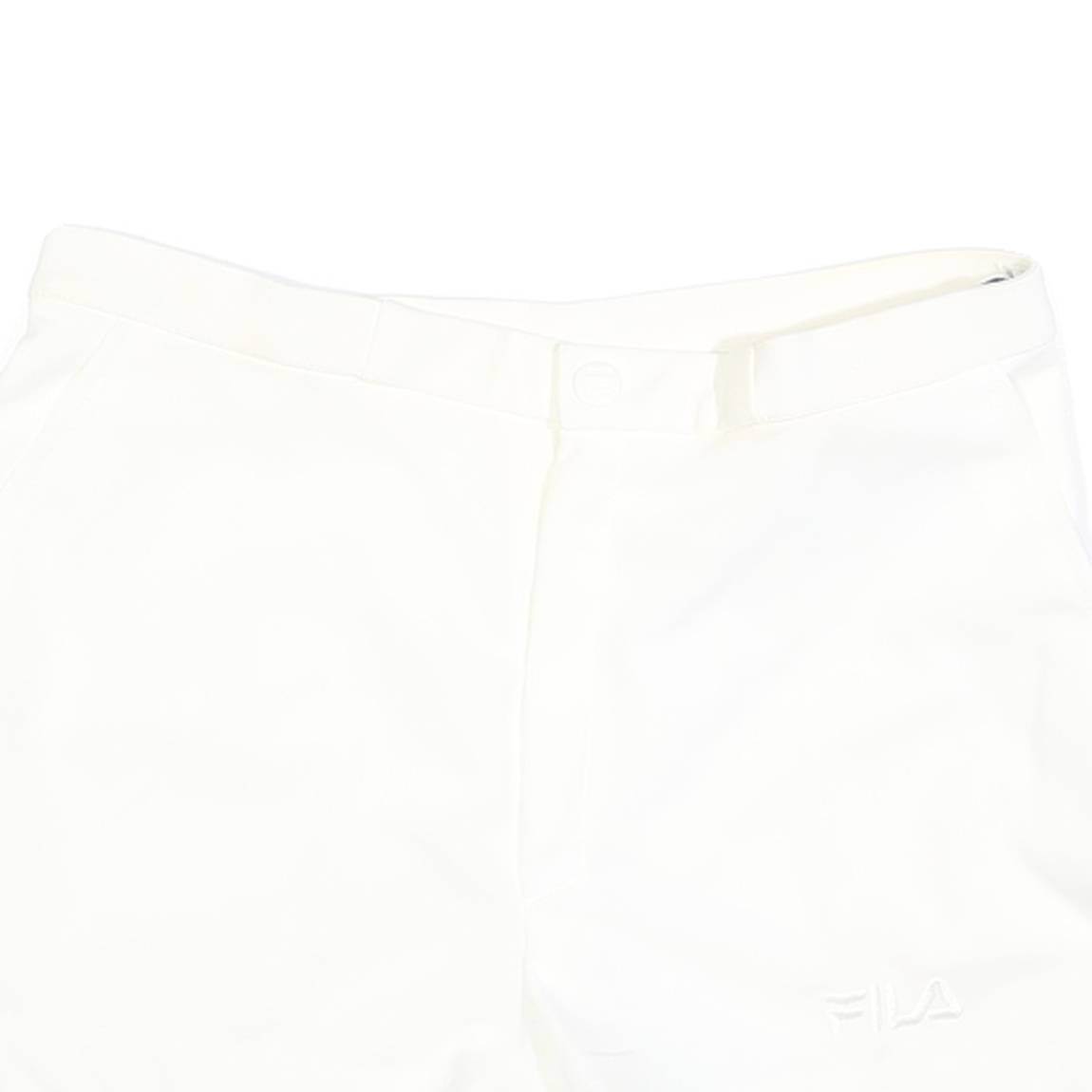 FILA Womens White Casual Shorts M W30 Polyester Plain Button Closure Side