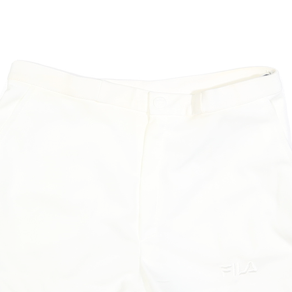 FILA Womens White Casual Shorts M W30 Polyester Plain Button Closure Side