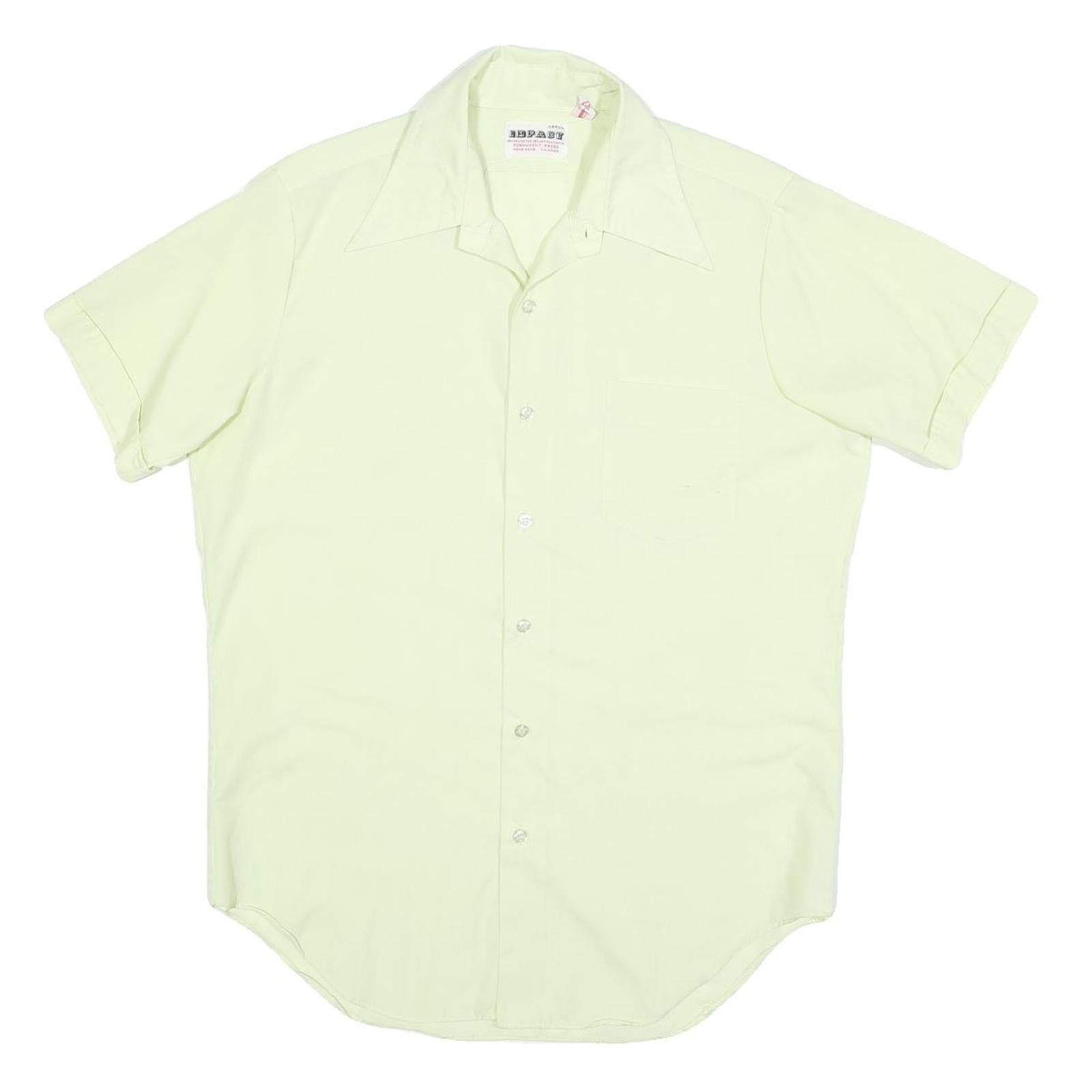 IMPACT Mens Off White Shirt M Polyester Blend Casual Button Short Sleeve