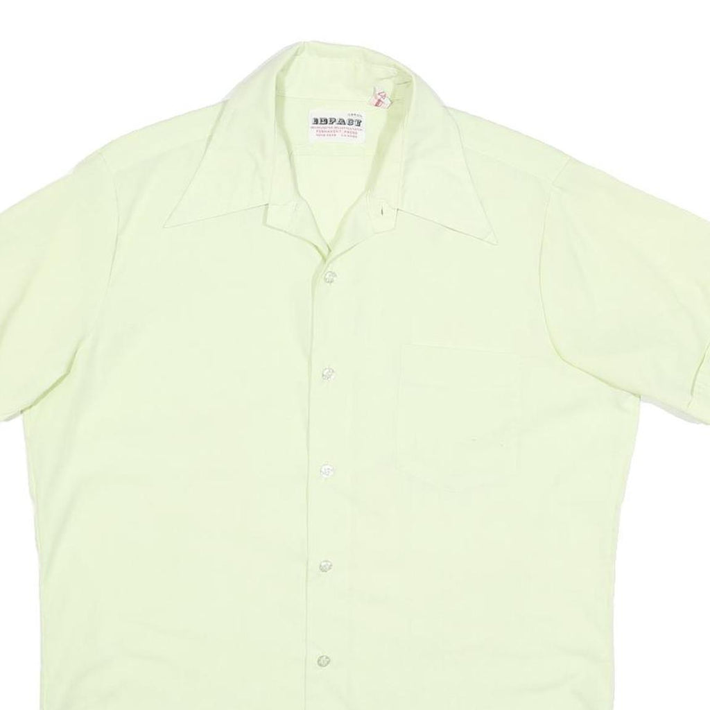 IMPACT Mens Off White Shirt M Polyester Blend Casual Button Short Sleeve