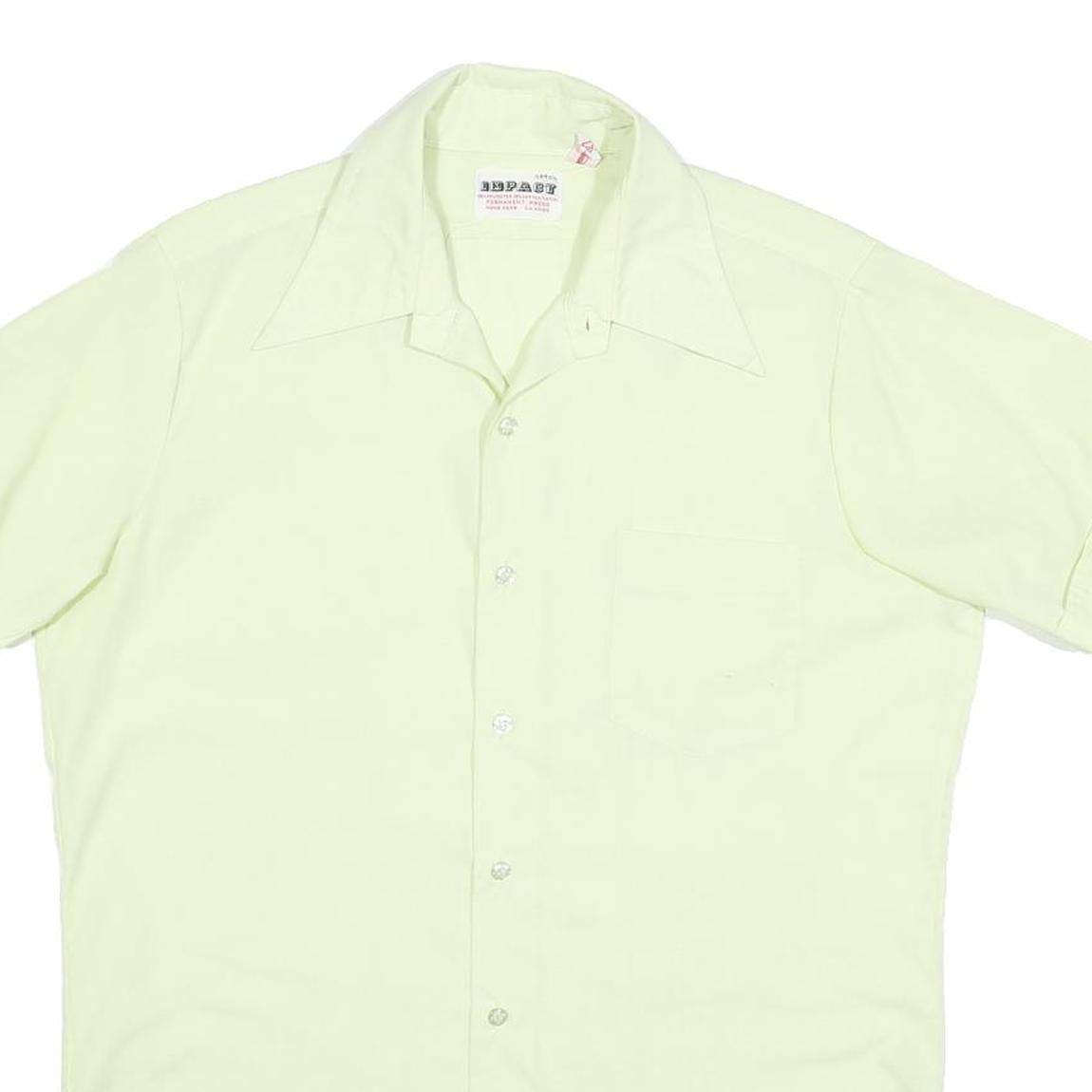 IMPACT Mens Off White Shirt M Polyester Blend Casual Button Short Sleeve