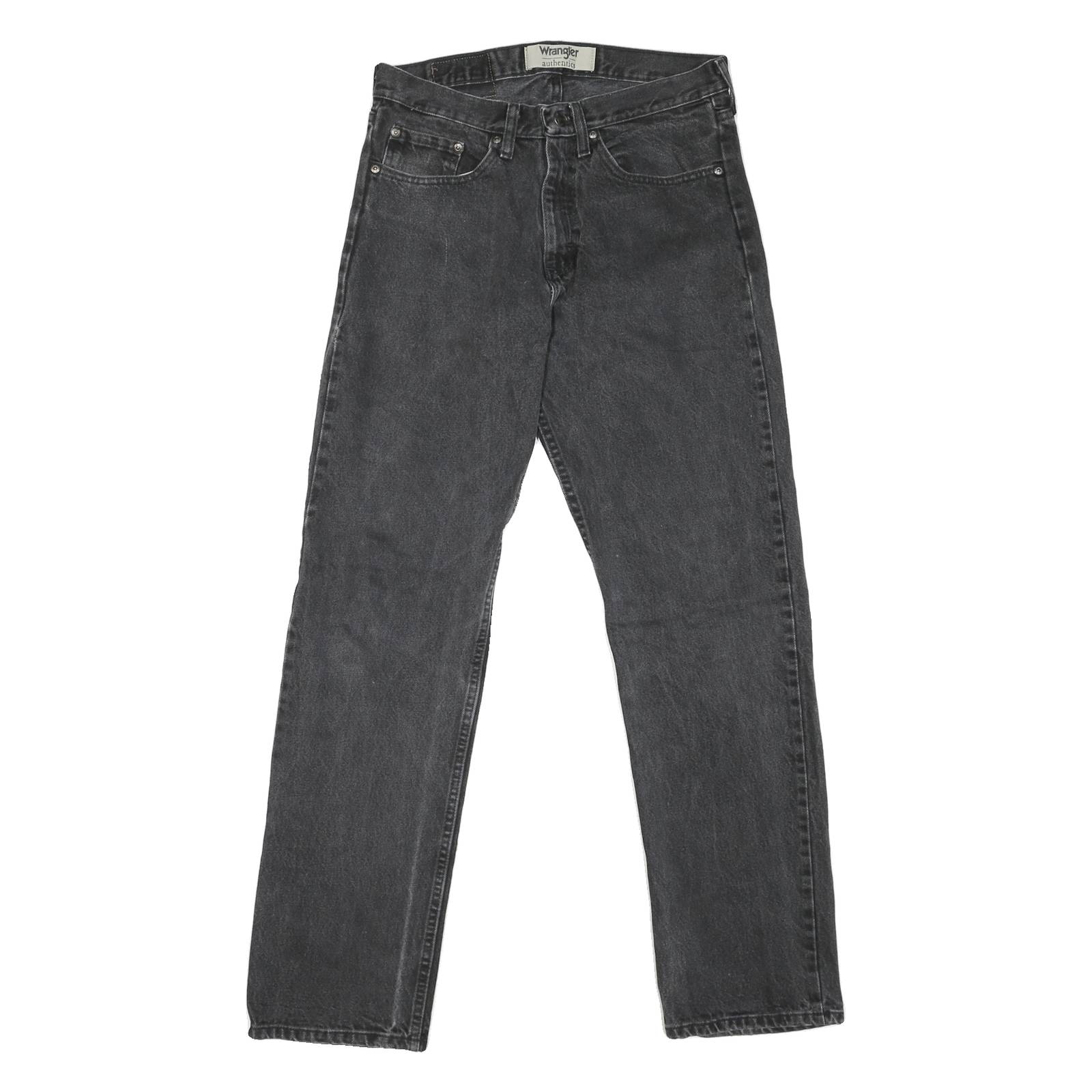 WRANGLER Mens Regular Fit Black Denim Jeans W30 L32 Classic Zip Closure