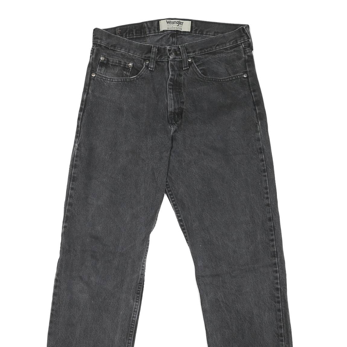WRANGLER Mens Regular Fit Black Denim Jeans W30 L32 Classic Zip Closure
