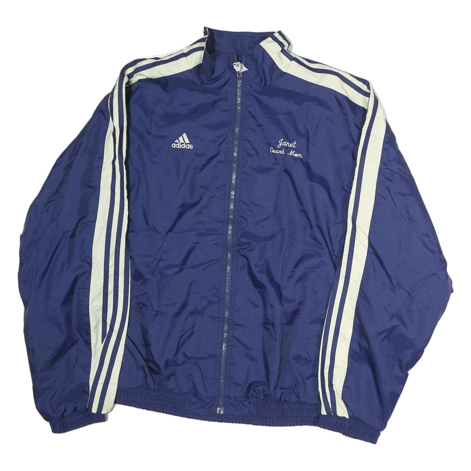 ADIDAS Mens Navy & White Colorguard Track Jacket L Polyester Blend Striped