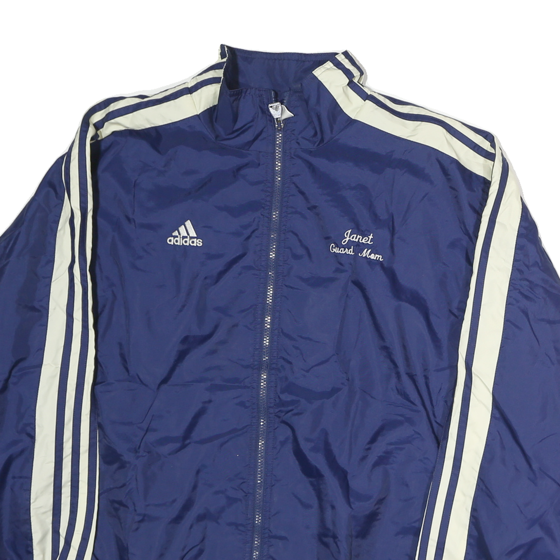 ADIDAS Mens Navy & White Colorguard Track Jacket L Polyester Blend Striped