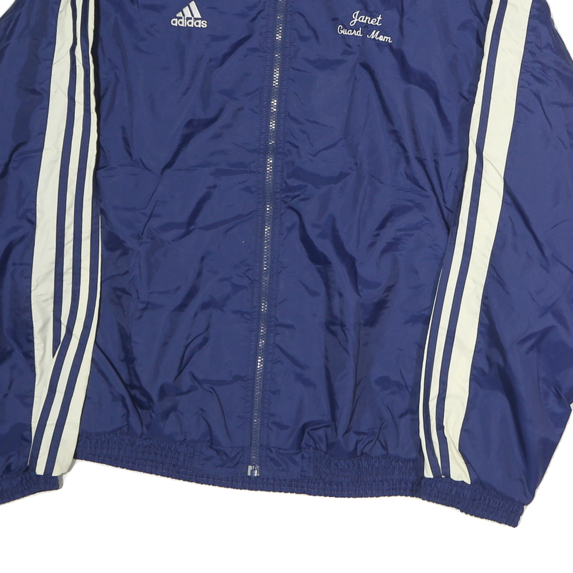 ADIDAS Mens Navy & White Colorguard Track Jacket L Polyester Blend Striped