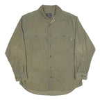 WOOLRICH Mens Green Plain Shirt L Cotton Blend Casual Button Down Long Sleeve
