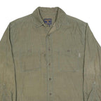WOOLRICH Mens Green Plain Shirt L Cotton Blend Casual Button Down Long Sleeve