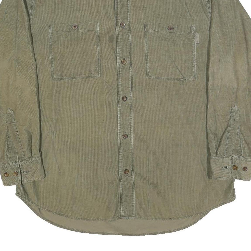 WOOLRICH Mens Green Plain Shirt L Cotton Blend Casual Button Down Long Sleeve