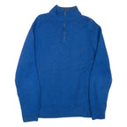 CHAPS Mens Jumper Blue 1/4 Zip Tight Knit L