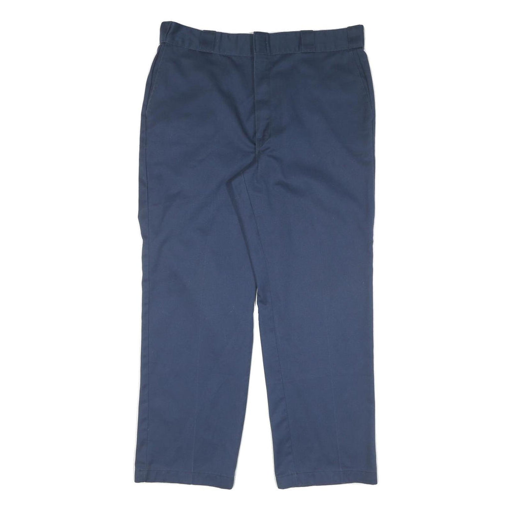 DICKIES Mens Cotton Navy Regular Fit Straight Leg Trousers W38 L30 Workwear