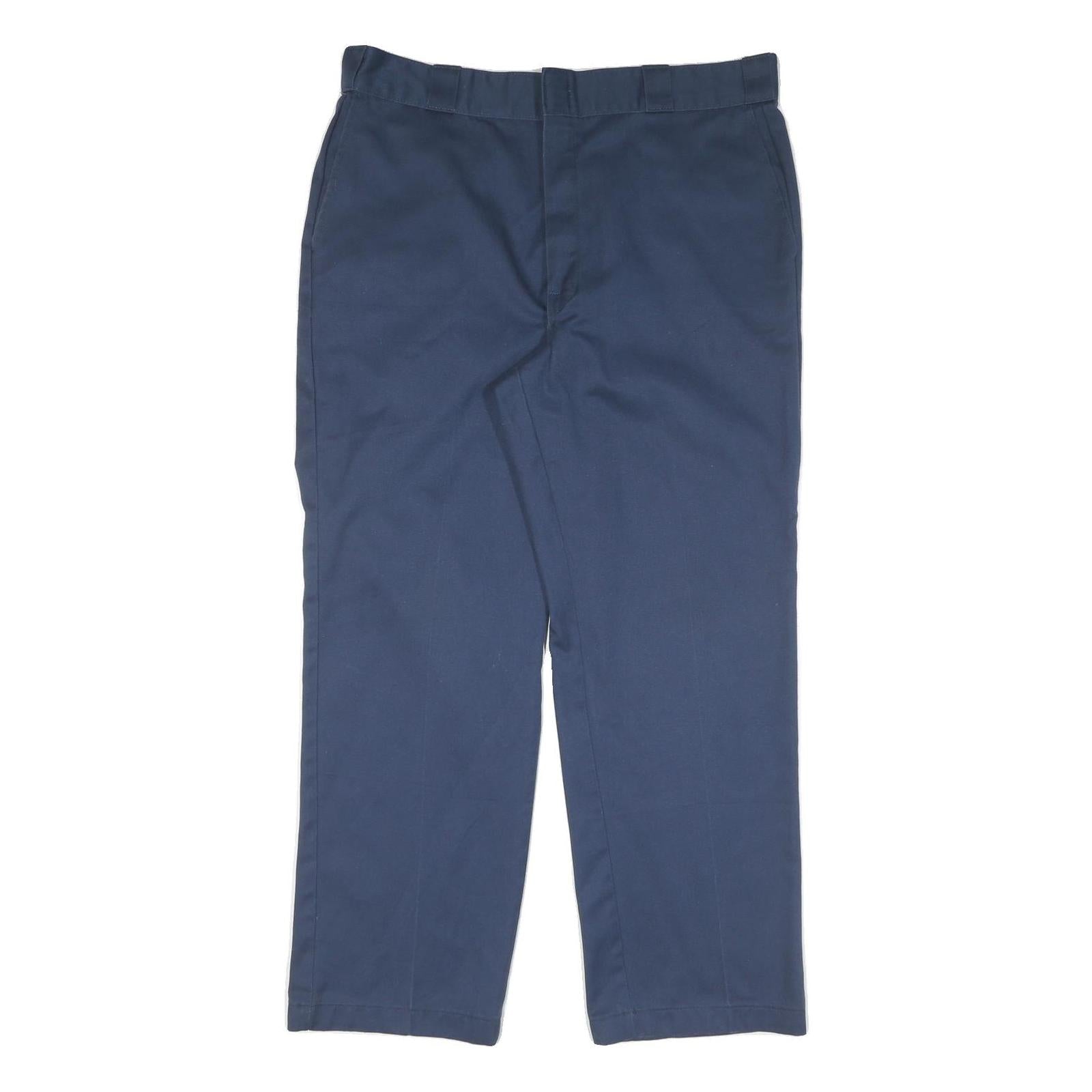 DICKIES Mens Cotton Navy Regular Fit Straight Leg Trousers W38 L30 Workwear