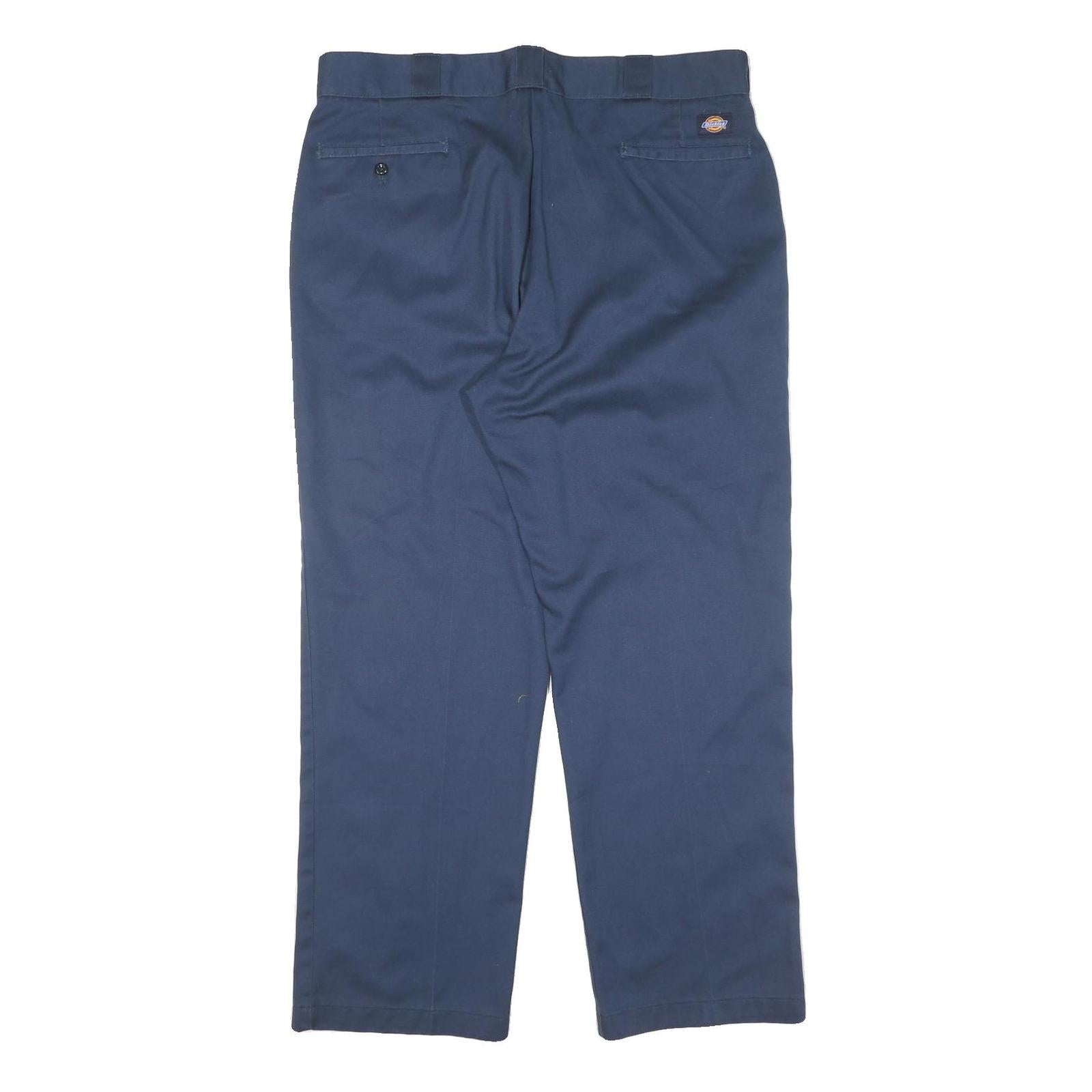 DICKIES Mens Cotton Navy Regular Fit Straight Leg Trousers W38 L30 Workwear