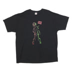 FRUIT OF THE LOOM Mens Black Graphic T-Shirt 2XL Short Sleeve Crew Neck Linking