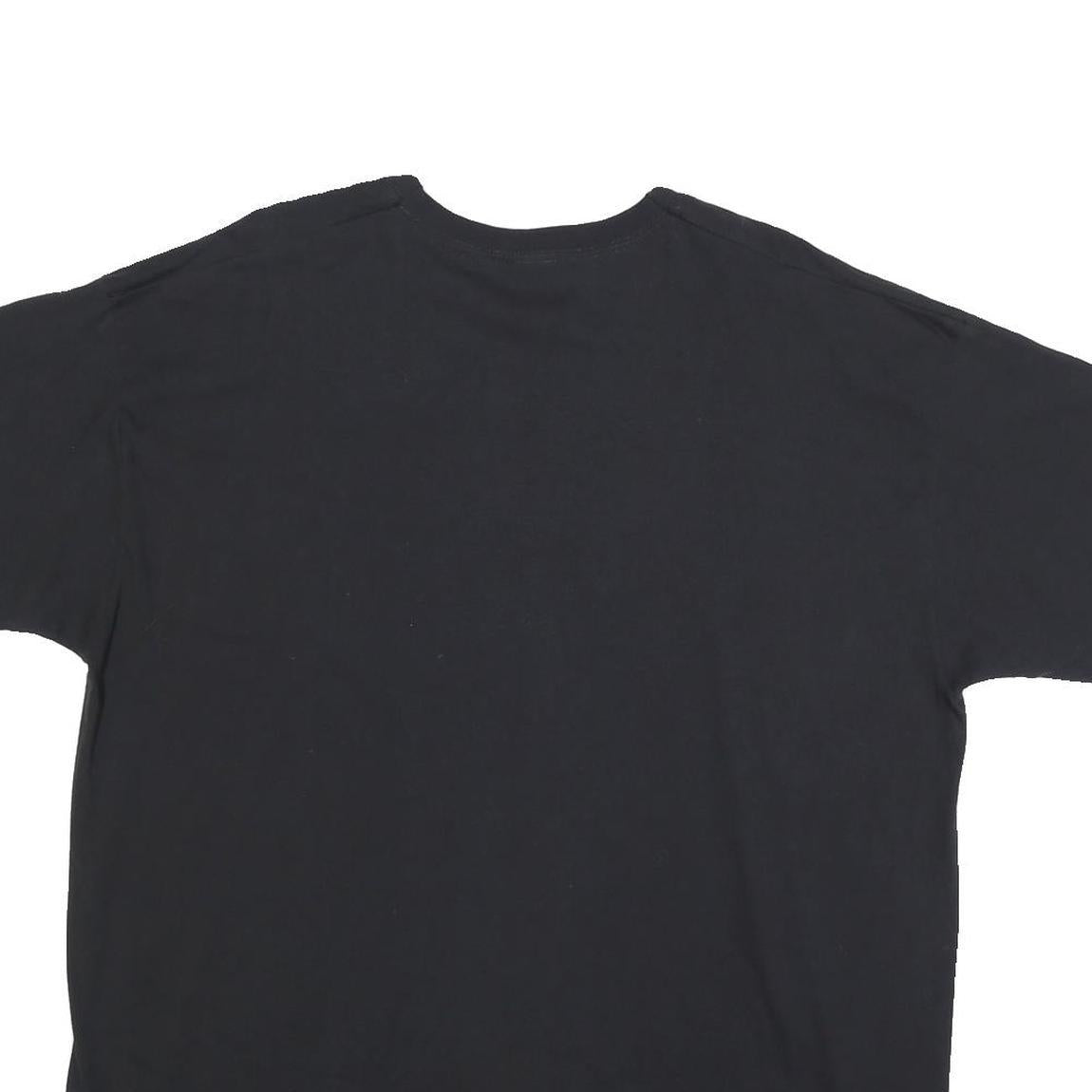 FRUIT OF THE LOOM Mens Black Graphic T-Shirt 2XL Short Sleeve Crew Neck Linking