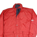 US BASIC Mens Red Polyester Blend Zip Jacket L Plain Long Sleeve Casual Outdoor