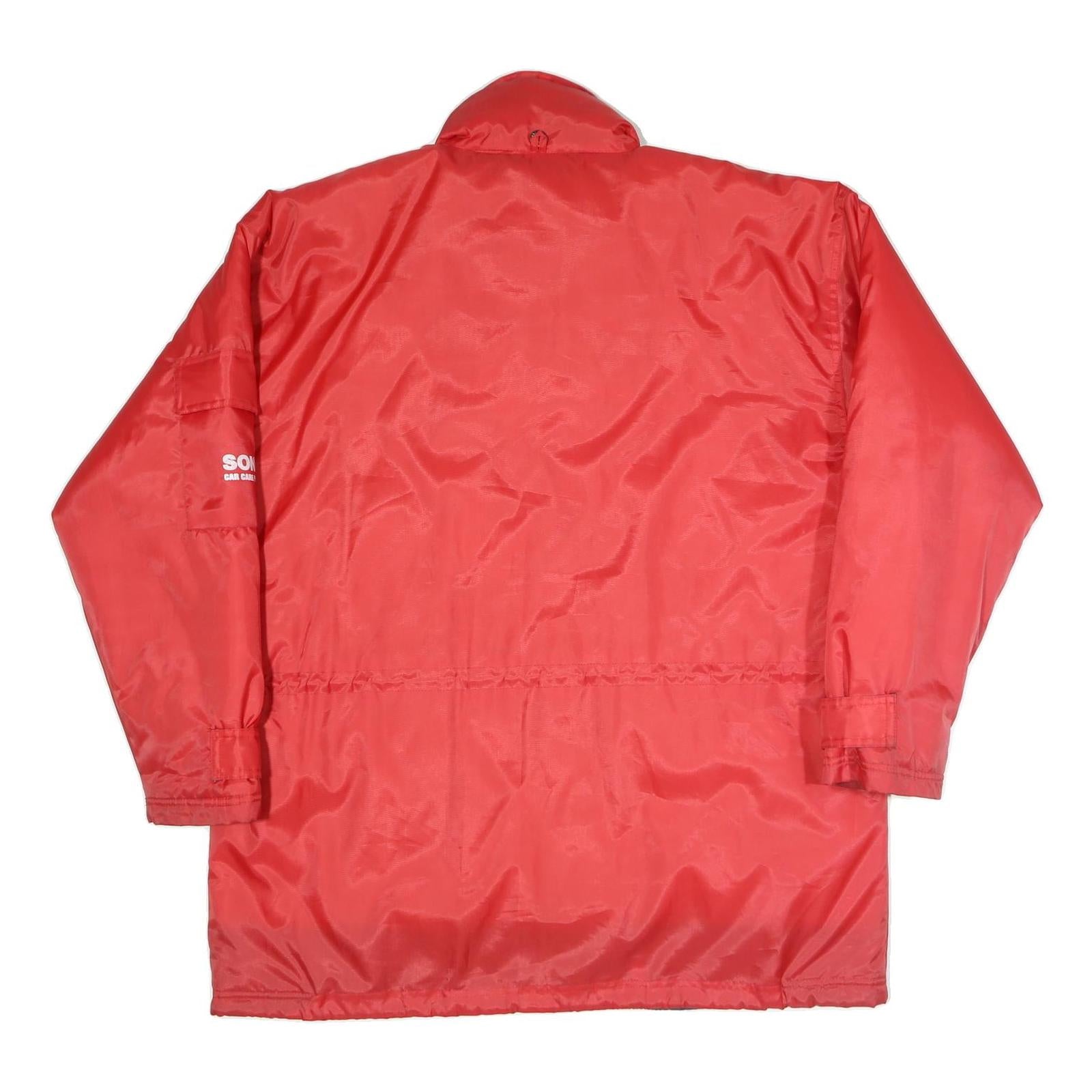 US BASIC Mens Red Polyester Blend Zip Jacket L Plain Long Sleeve Casual Outdoor