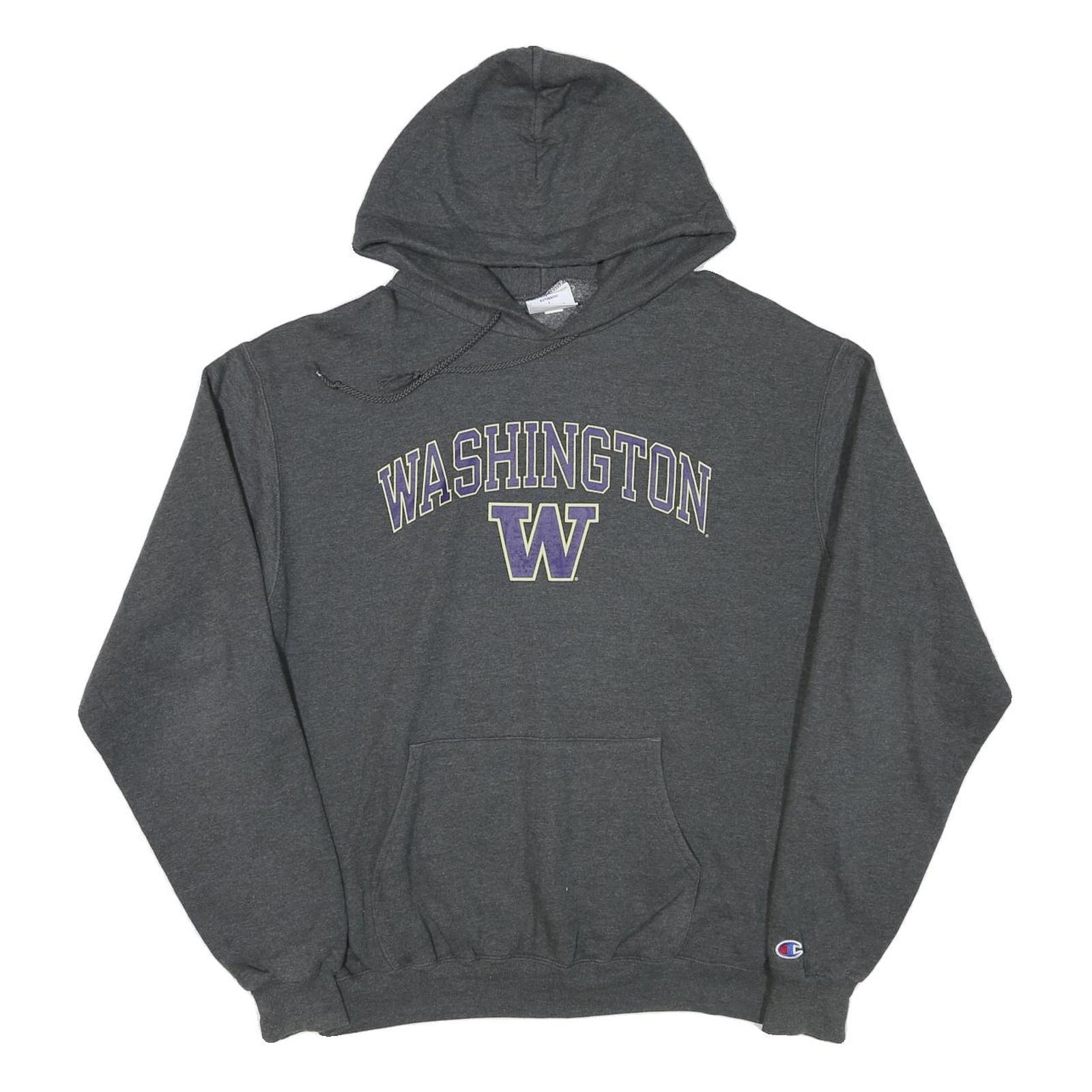 CHAMPION Mens Grey Washington Hoodie L Cotton Blend Pullover Sweatshirt