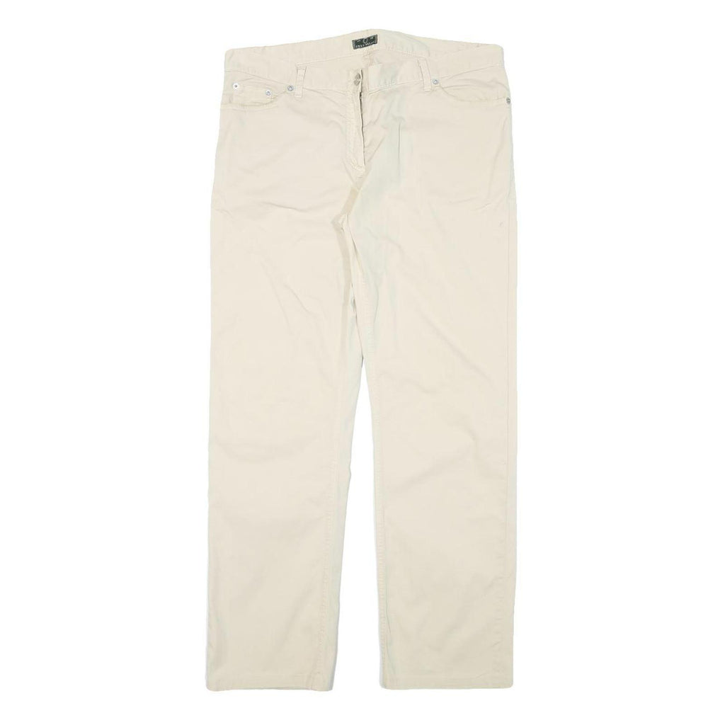 FRED PERRY Mens Cotton Blend Beige Regular Fit Straight Leg Trousers W34 L28