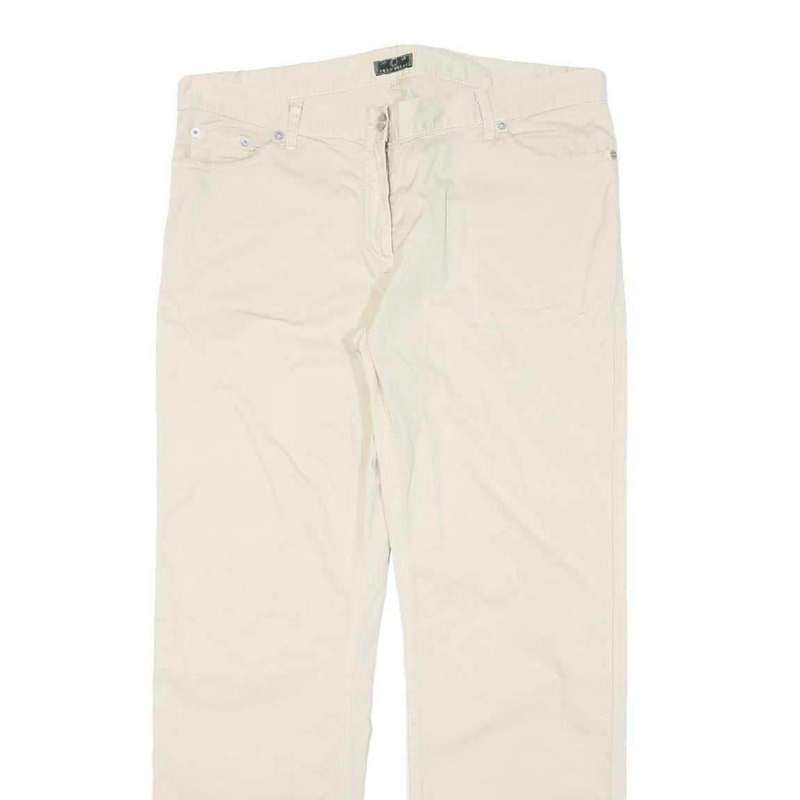 FRED PERRY Mens Cotton Blend Beige Regular Fit Straight Leg Trousers W34 L28