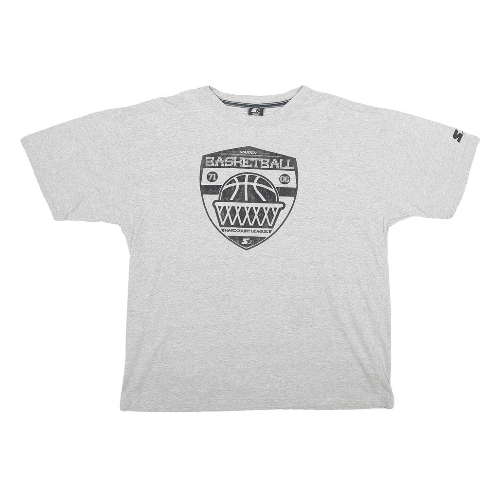 STARTER Mens Grey Basketball Graphic T-Shirt XL Short Sleeve Crew Neck Cotton