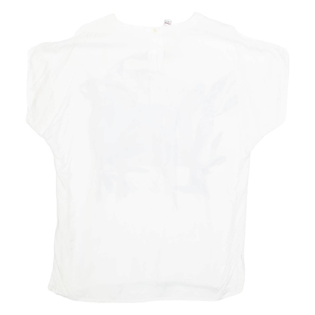 TRU Womens Printed Top White Animal Print L