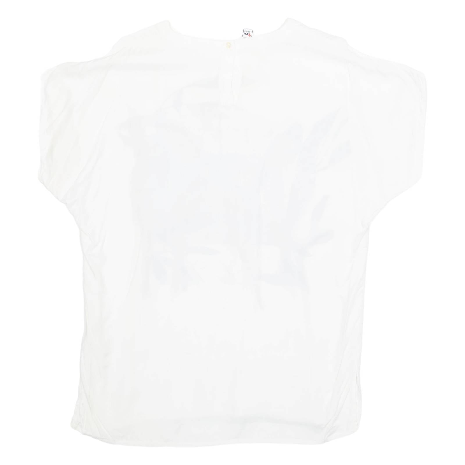 TRU Womens Printed Top White Animal Print L