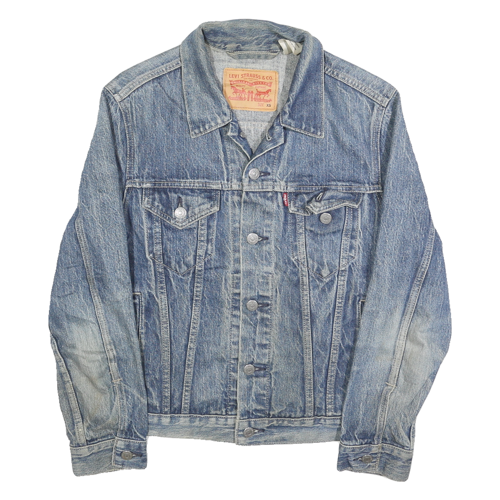 LEVI'S Mens Blue Denim Cotton Button Jacket XS Classic Fit San Francisco Patch