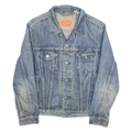 LEVI'S Mens Blue Denim Cotton Button Jacket XS Classic Fit San Francisco Patch