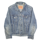 LEVI'S Mens Blue Denim Cotton Button Jacket XS Classic Fit San Francisco Patch